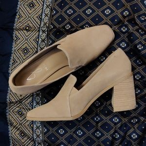 Joie tan suede leather stacked block heel loafers - New, size 9